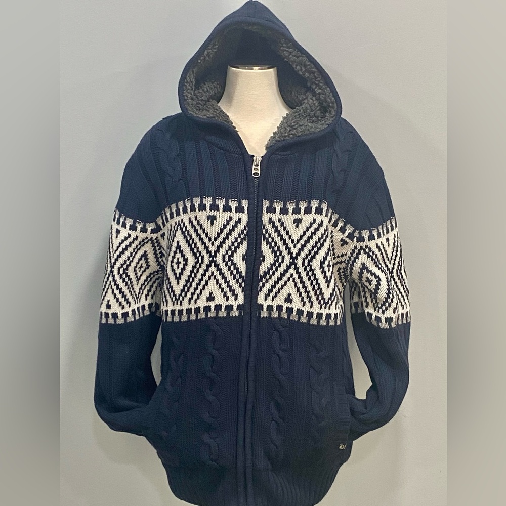 Buffalo David Bitton Sweater Sherpa Lined  Zip-Front Hoodie Men's Size XXL - Picture 2 of 9